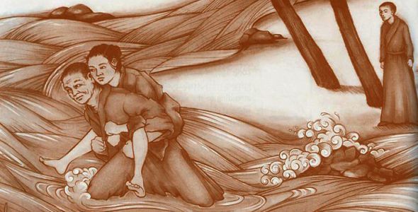 رجل يحمل أمرأه